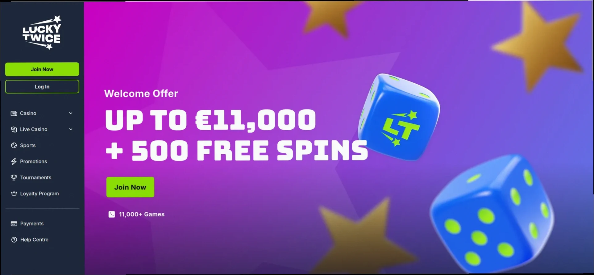 Lucky twice 100% tot €200 + 100 Gratis Spins